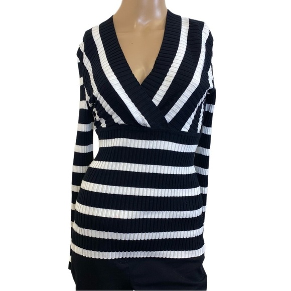 INC International Concepts Striped Sweater - Large - Black and White - Picture 1 of 5